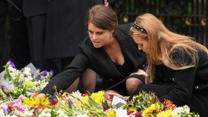 Princesses Beatrice and Eugenie looked overcome with emotion at Westminster Hall